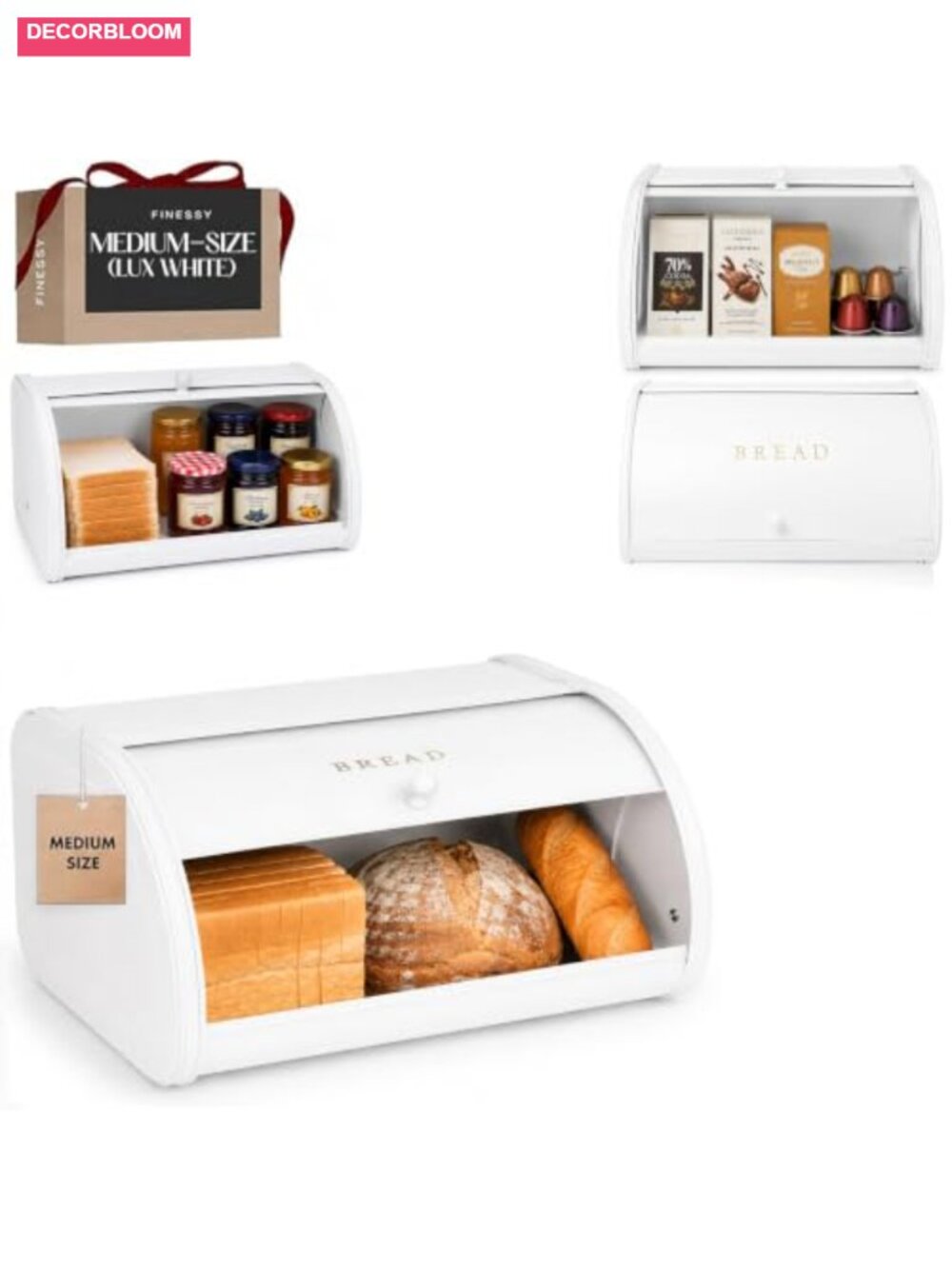 Bread Box for Kitchen Countertop Airtight Stainless Steel Storage